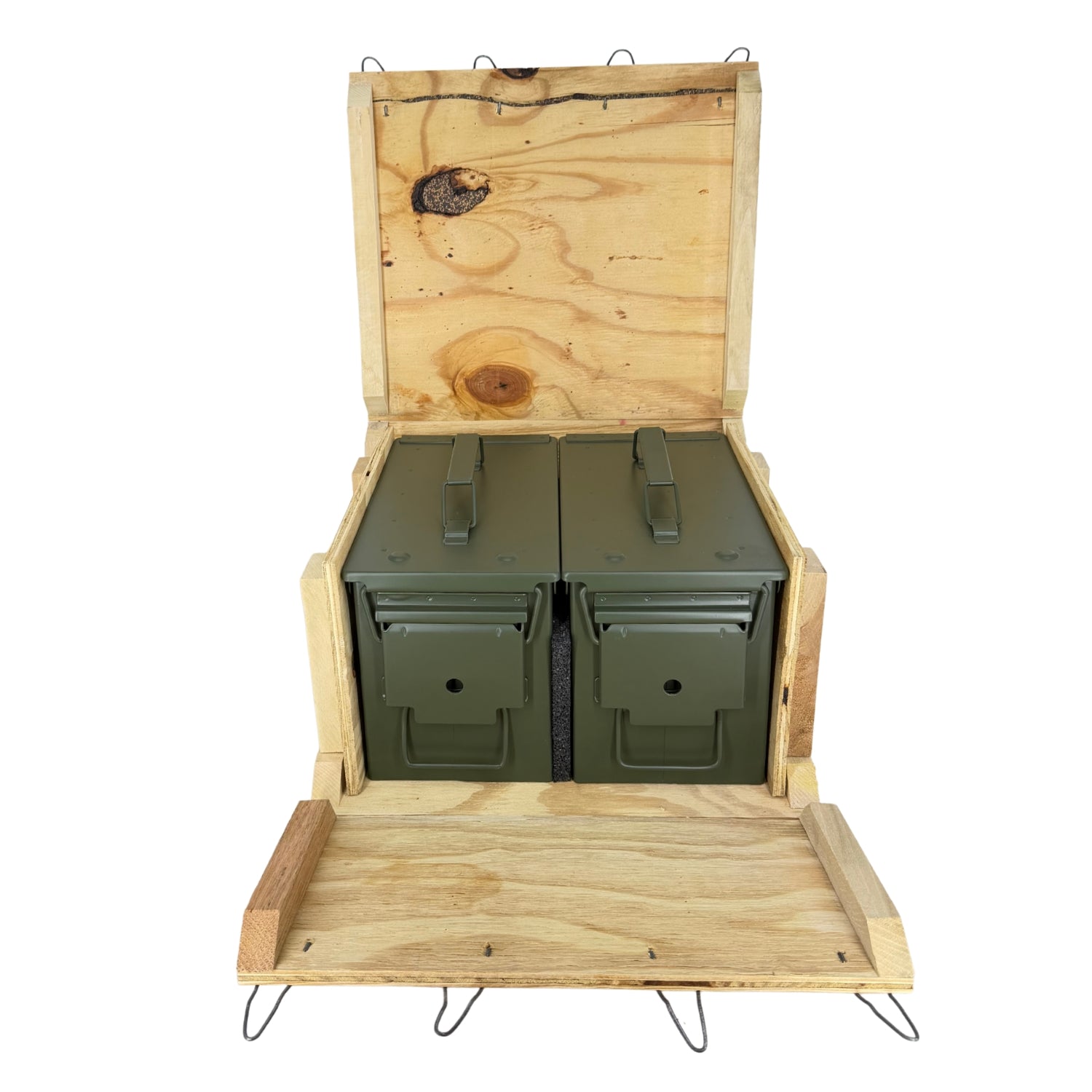 New 2 Pack - 50cal M2A2 Ammo Cans w/ Wood Crate